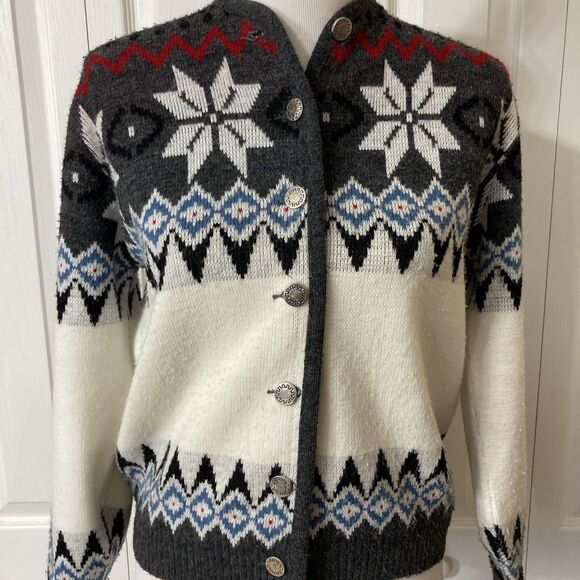 Vintage Lady Puritan Snowflake Cardigan Sweater Womens Size S/M Button Front - Picture 5 of 15